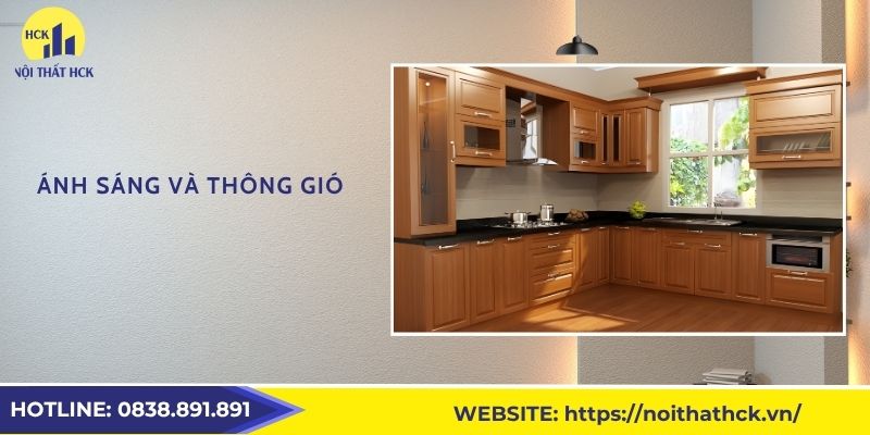 Ánh áng và thông gió hợp phong thủy nhà bếp