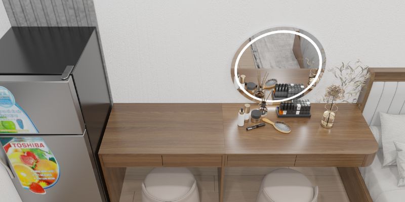 Bàn trang điểm và kệ để đồ tinh tế