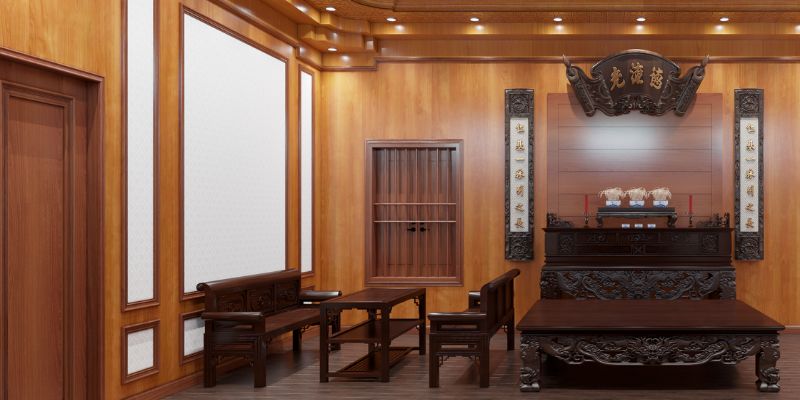 Bố trí bàn thờ và nội thất trang trọng
