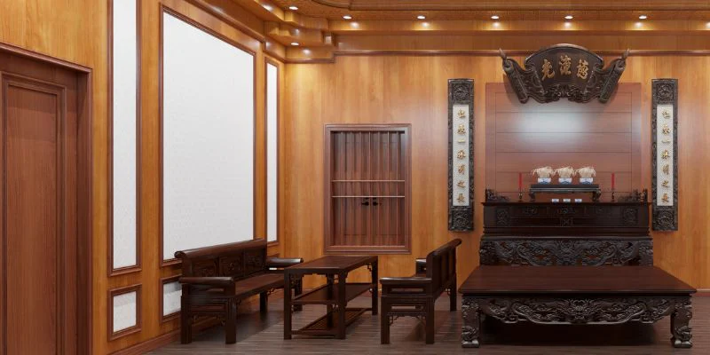 Bố trí bàn thờ và nội thất trang trọng