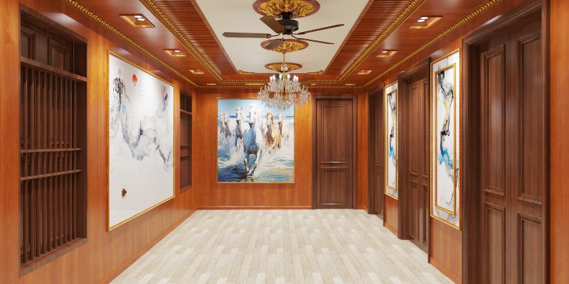 Hình ảnh thực tế dự án thiết kế sảnh biệt thự gỗ