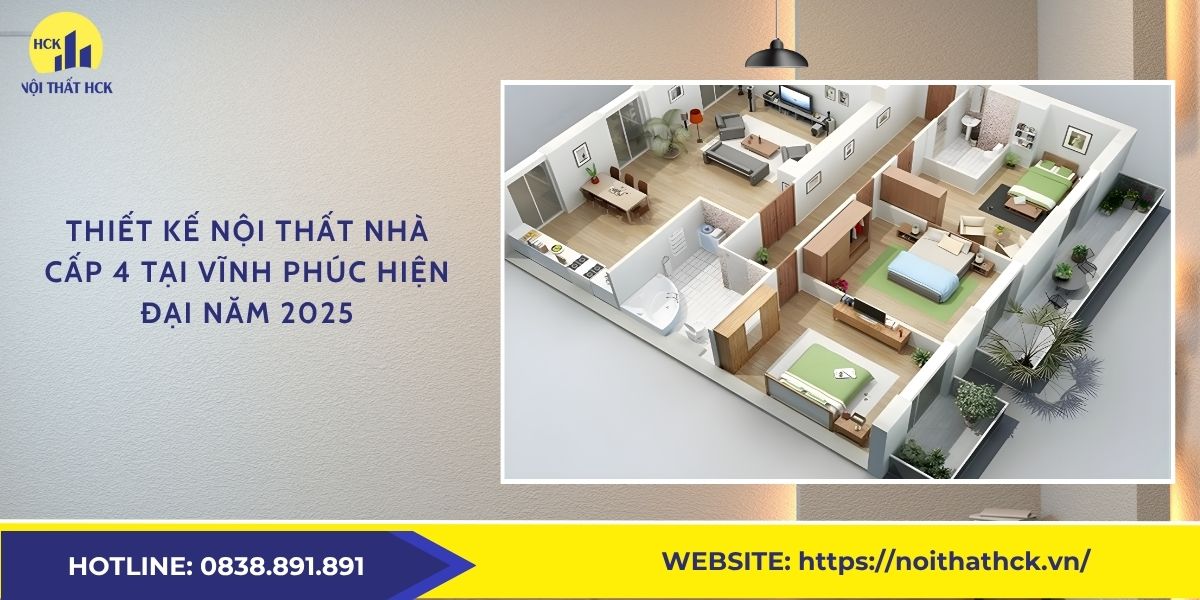 Thiết kế nội thất nhà cấp 4 tại vĩnh phúc hiện đại