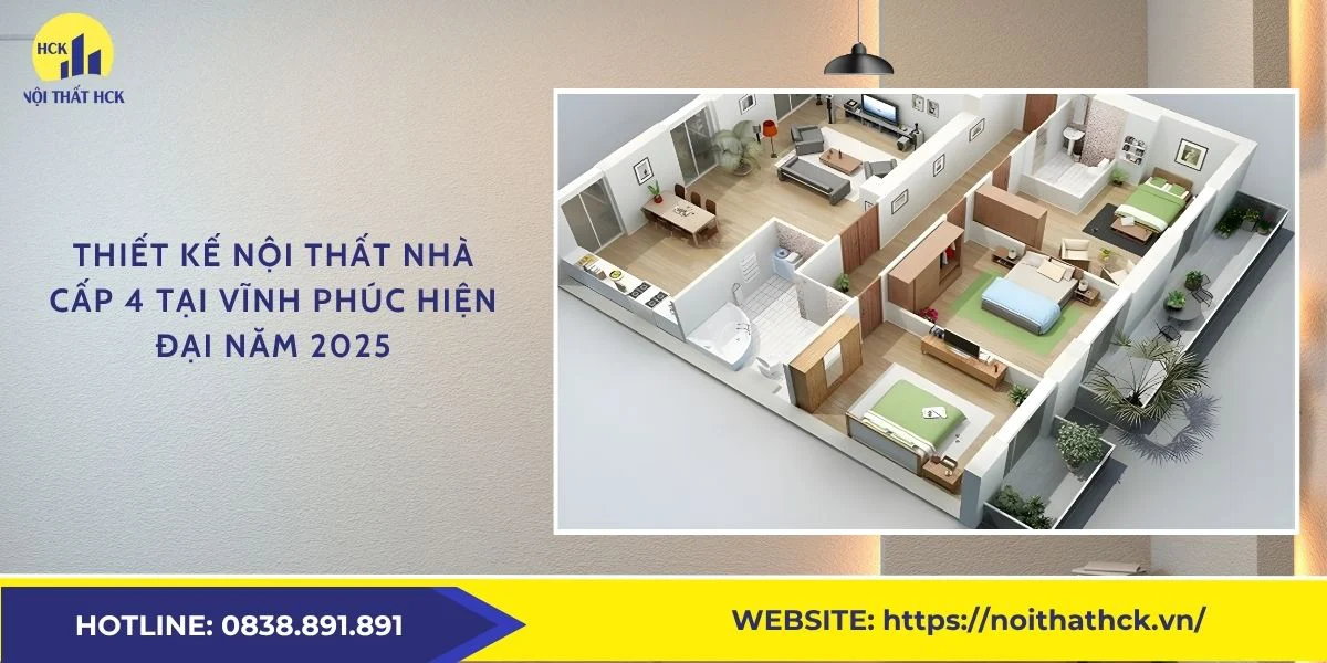 Thiết kế nội thất nhà cấp 4 tại vĩnh phúc hiện đại