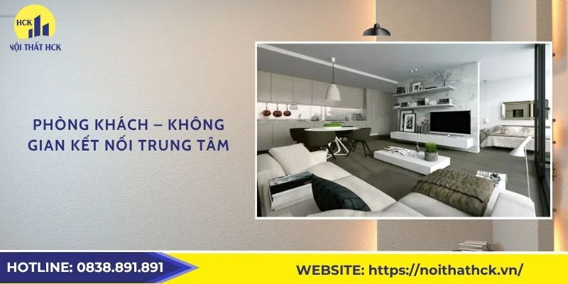 Thiết kế nội thất phòng khách cho chung cư 77m2