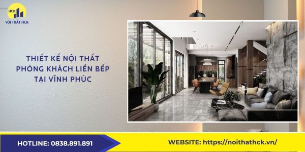 Thiết kế nội thất phòng khách liền bếp tại Vĩnh phúc