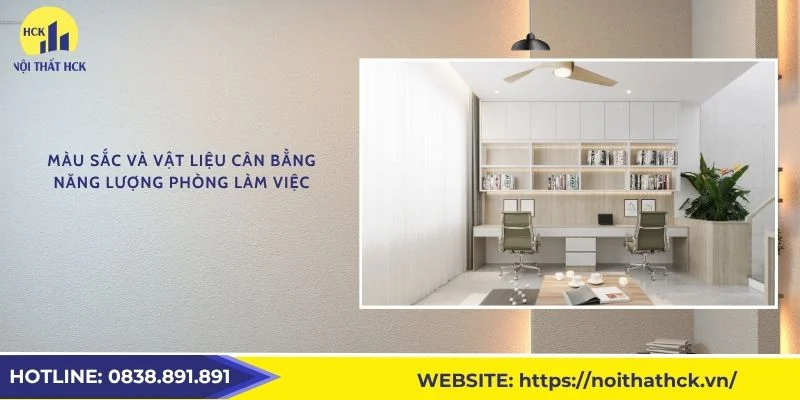 Màu sắc và vật liệu cân bằng năng lượng phòng làm việc