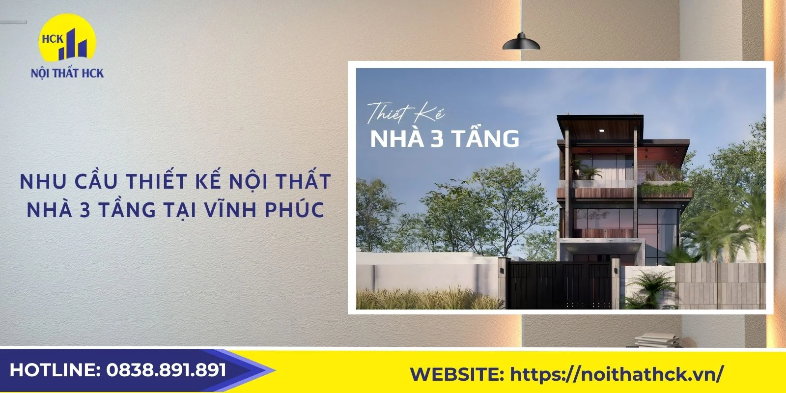 Nhu cầu thiết kế nội thất nhà 3 tầng tại Vĩnh Phúc