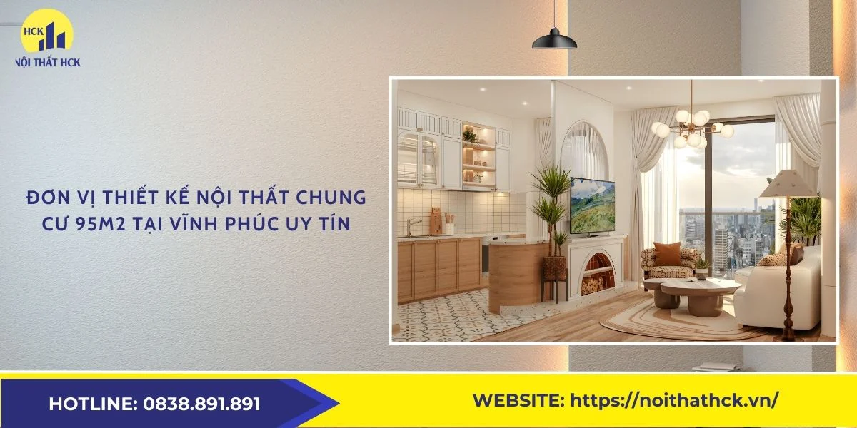 Đơn vị thiết kế nội thất chung cư 95m2 tại Vĩnh Phúc uy tín