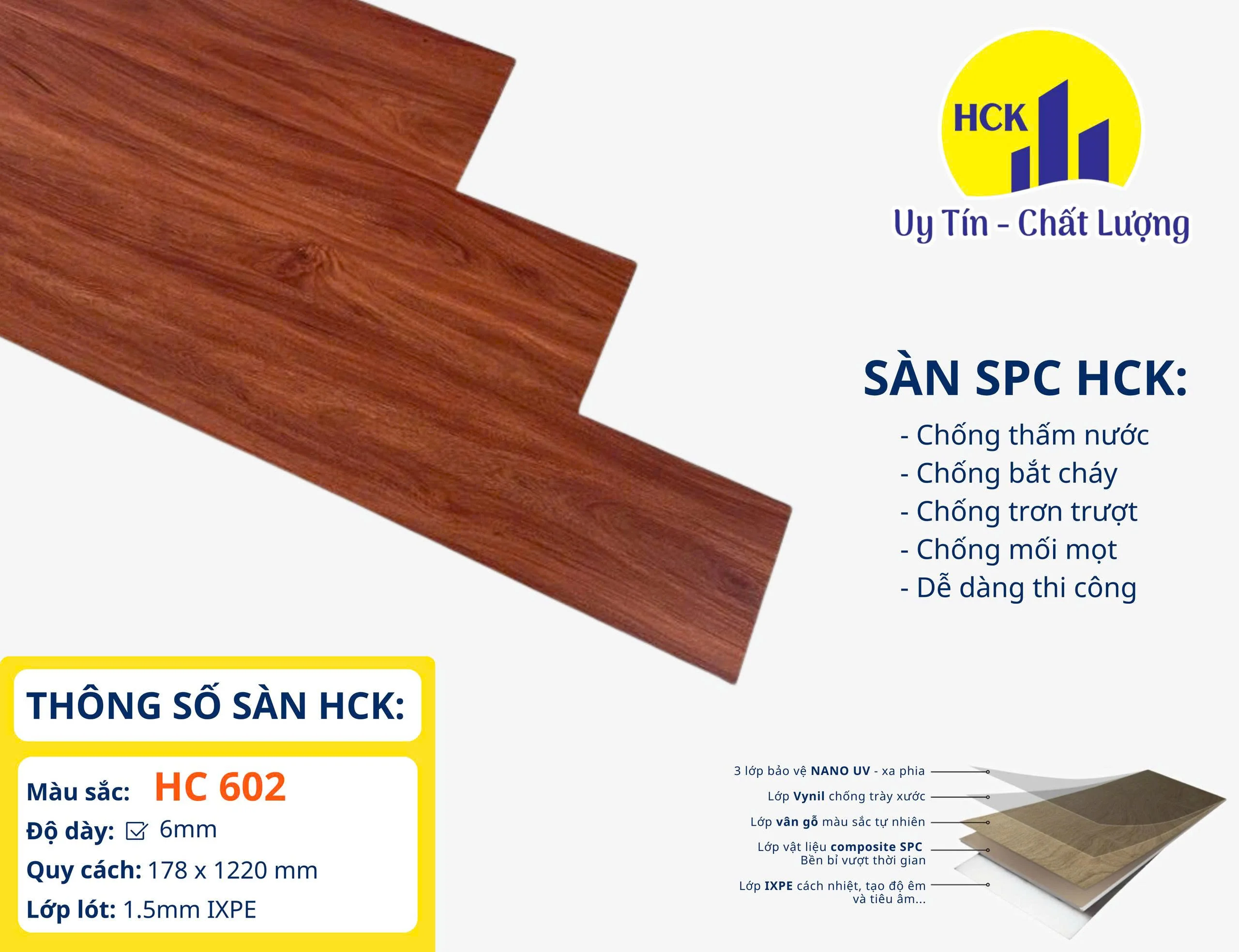 Sàn nhựa HCK 6mm | Nội thất HCK