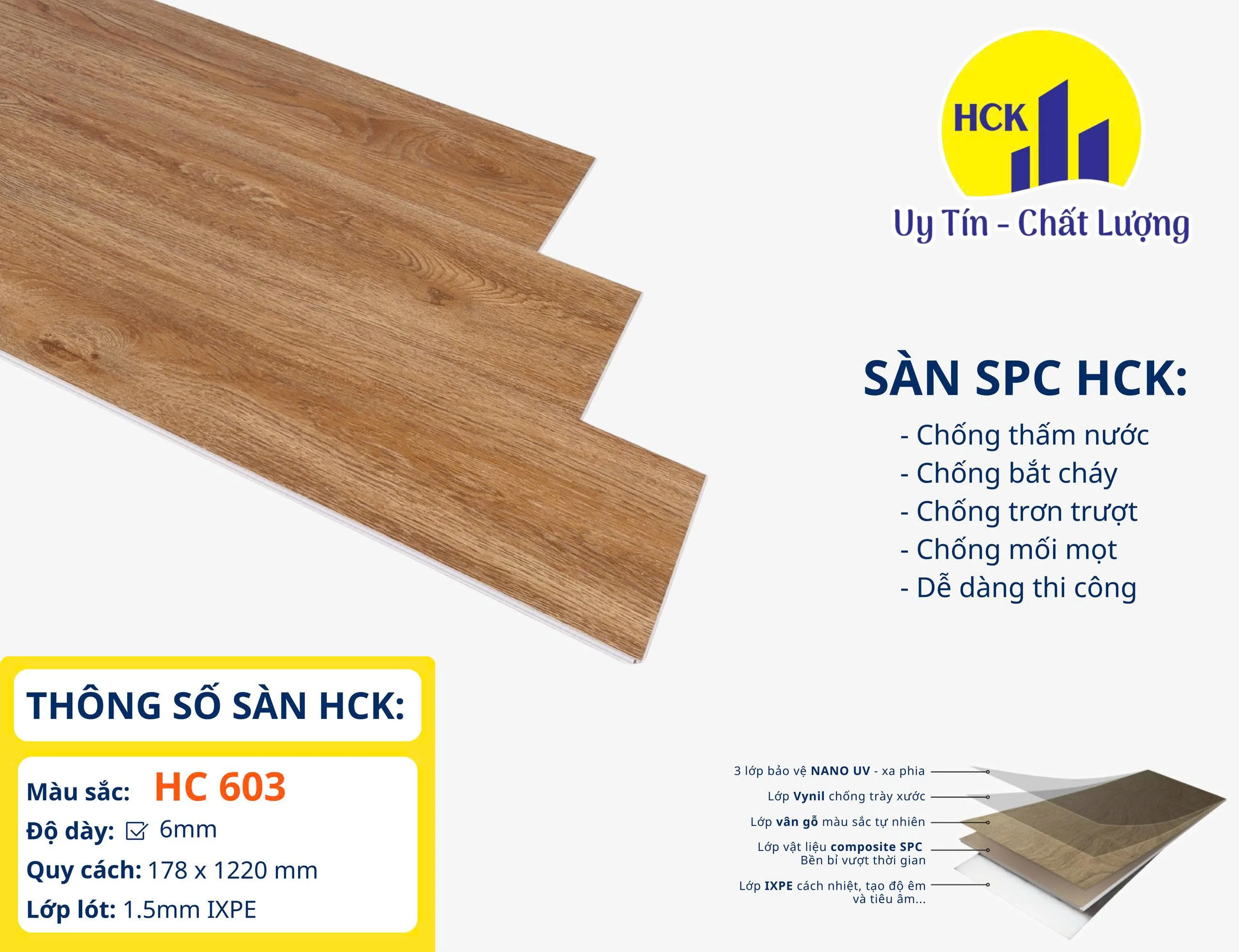 Sàn nhựa HCK 6mm | Nội thất HCK