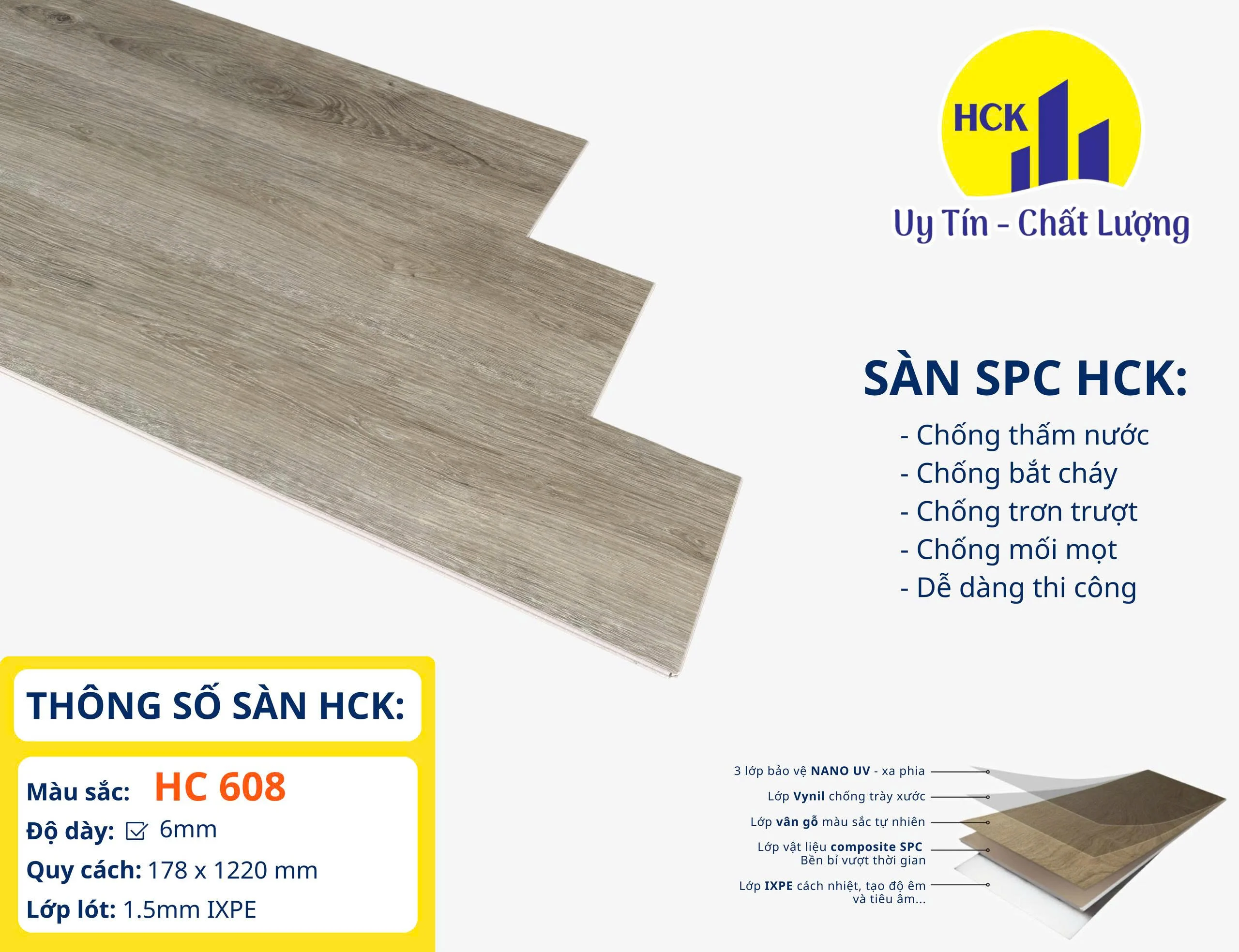 Sàn nhựa HCK 6mm | Nội thất HCK