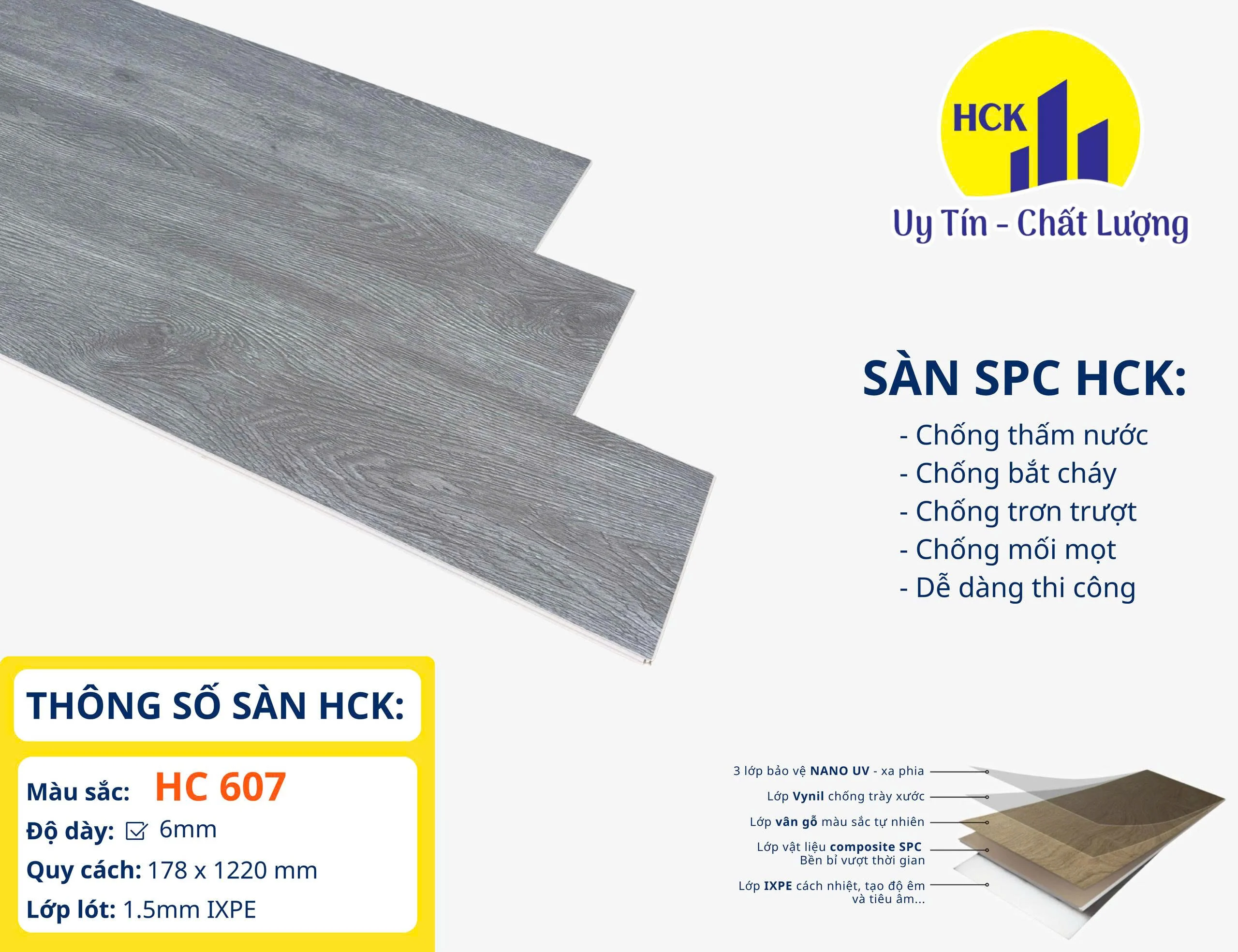 Sàn nhựa HCK 6mm | Nội thất HCK